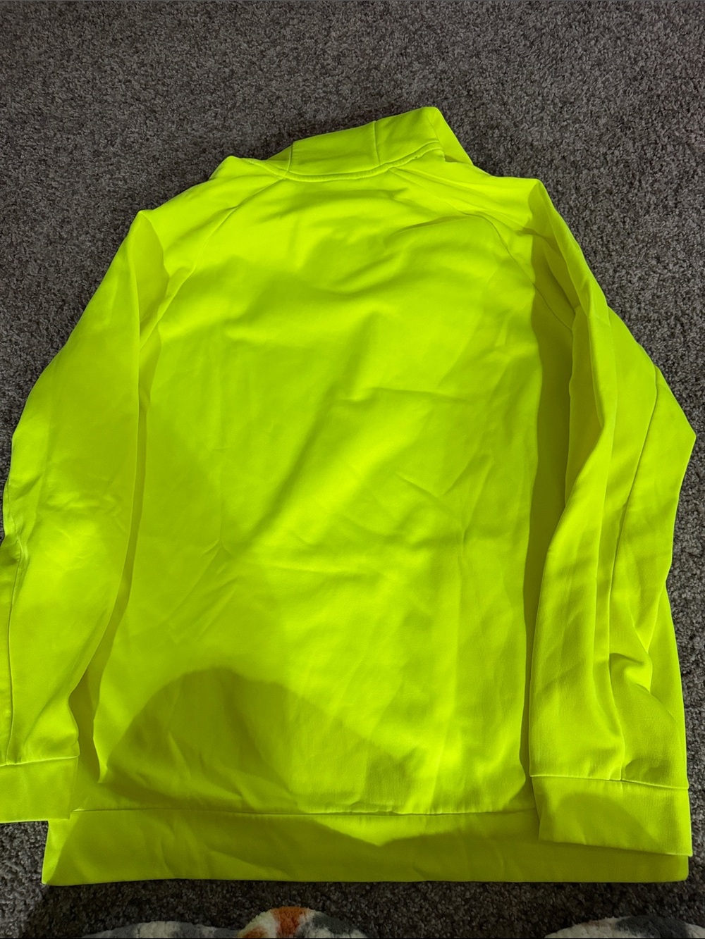 Nike High-Visibility Yellow Pullover Hoodie with Black Logo - Picture 3 of 3